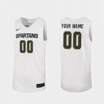 Youth Custom Michigan State Spartans #00 Nike NCAA 2019-20 White Authentic College Stitched Basketball Jersey VL50I26RJ